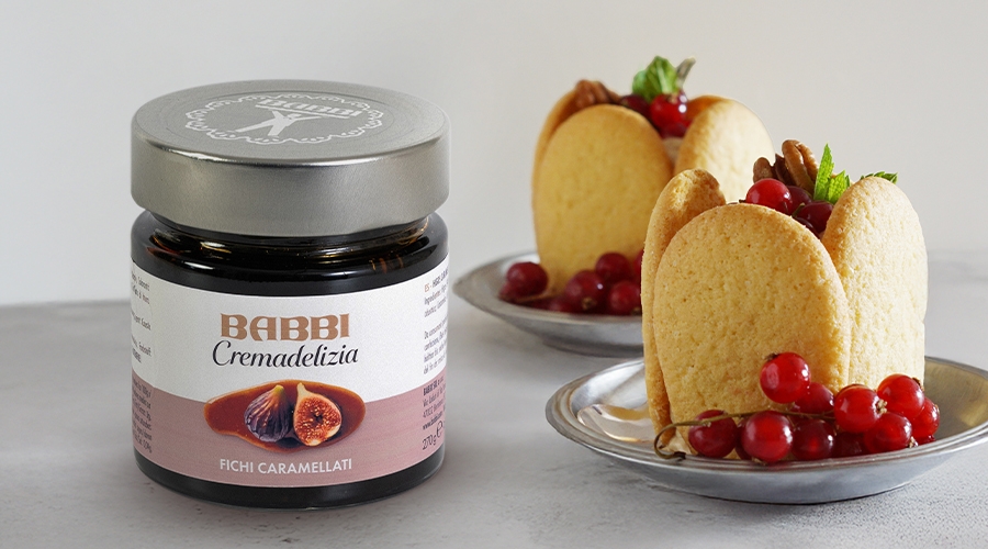 Mouse con Cremadelizia Higos Acaramelado Babbi, arándanos y nueces pecan