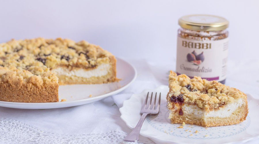 sbriciolata ricotta e fichi caramellati